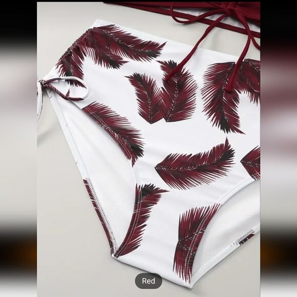 Plus Size Colorblock Tropical Print Drawstring Bikini Set sz 3X - Picture 10 of 10